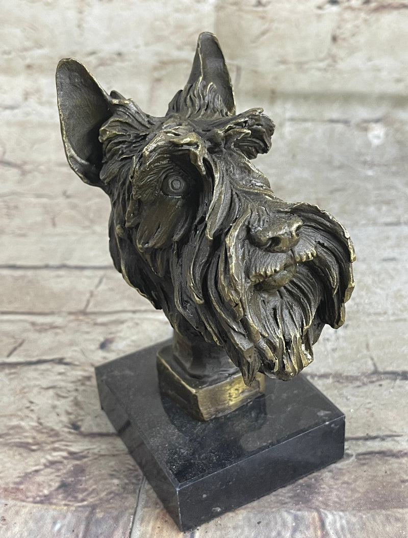 100% Solid Bronze Schnauzer Scottish Terrier Dog Animal Bookend Sculpture Figurine