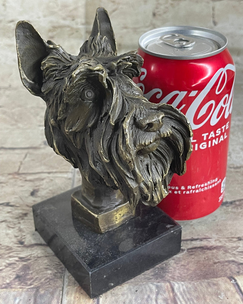 100% Solid Bronze Schnauzer Scottish Terrier Dog Animal Bookend Sculpture Figurine