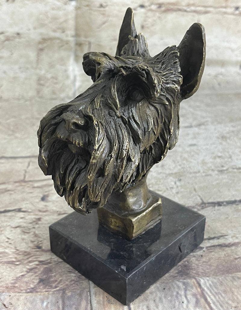 100% Solid Bronze Schnauzer Scottish Terrier Dog Animal Bookend Sculpture Figurine