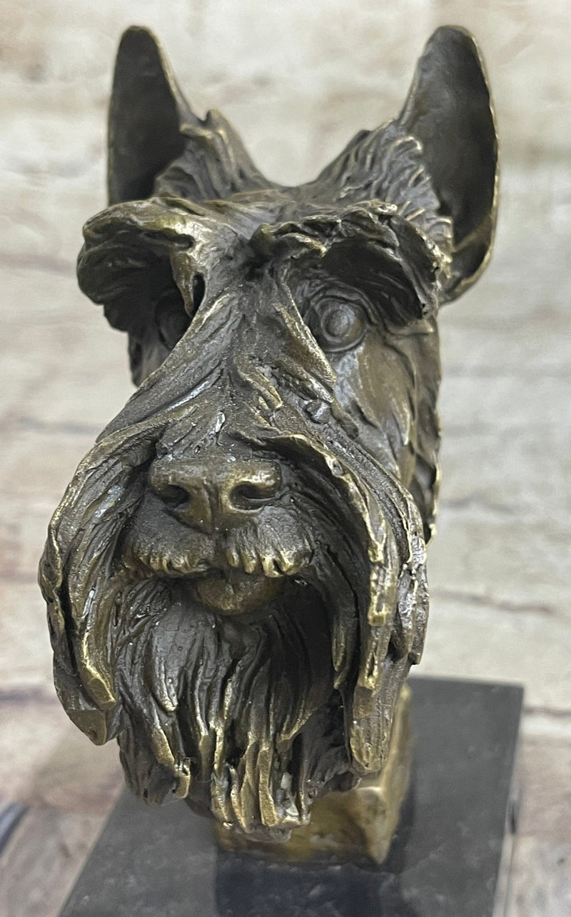 100% Solid Bronze Schnauzer Scottish Terrier Dog Animal Bookend Sculpture Figurine