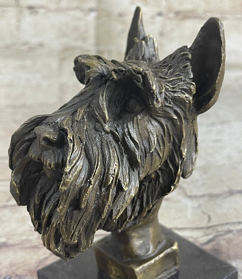 100% Solid Bronze Schnauzer Scottish Terrier Dog Animal Bookend Sculpture Figurine