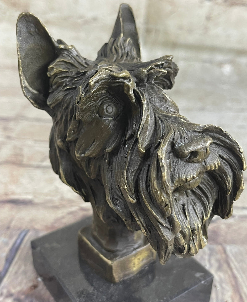 100% Solid Bronze Schnauzer Scottish Terrier Dog Animal Bookend Sculpture Figurine