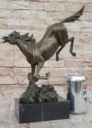 Original Milo Art Deco Wild Horse Bronze Sculpture Hot Cast Marble Base Figure