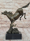 Original Milo Art Deco Wild Horse Bronze Sculpture Hot Cast Marble Base Figure