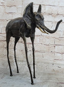 Salvador Dali Surrealist Elephant with Long Legs Bronze Metal Sculpture Statue Figurine