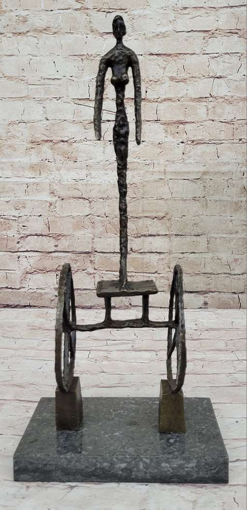 The Chariot after Alberto Giacometti Bronze Metal Walking Man Statue Sculpture Surrealist