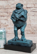 Hand Made Picasso Baboon Monkey Animal Holding Her Baby Genuine Bronze Statue
