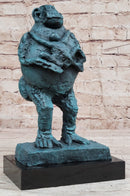 Hand Made Picasso Baboon Monkey Animal Holding Her Baby Genuine Bronze Statue