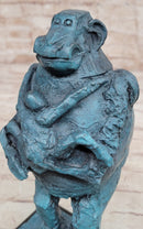 Hand Made Picasso Baboon Monkey Animal Holding Her Baby Genuine Bronze Statue