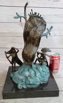 Salvador Dali Nobility of Time Melting Clock Statue Sculpture Surrealism 17" x 10"