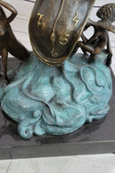 Salvador Dali Nobility of Time Melting Clock Statue Sculpture Surrealism 17" x 10"