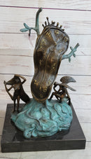 Salvador Dali Nobility of Time Melting Clock Statue Sculpture Surrealism 17" x 10"