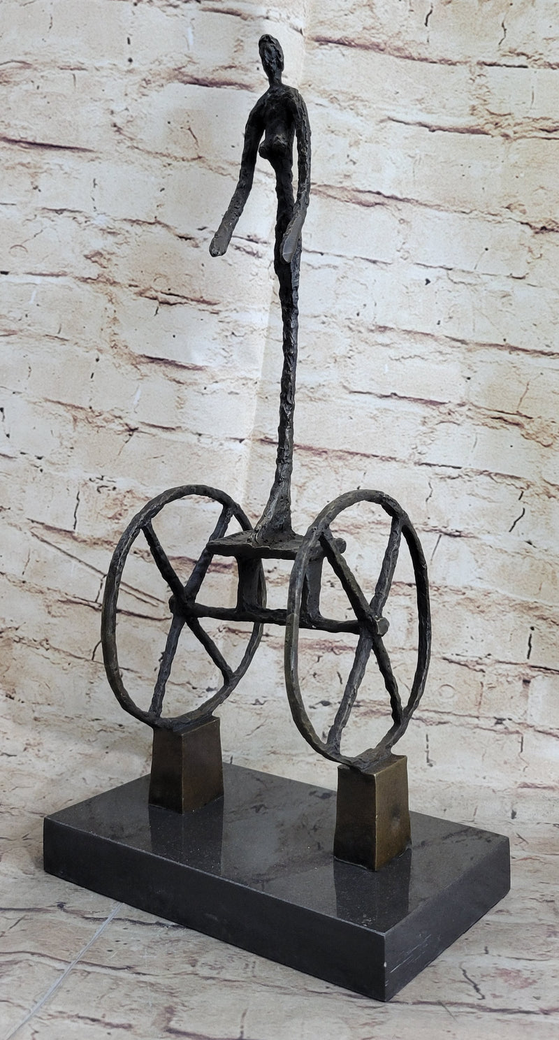 Le Chariot by Alberto Giacometti - Surrealist Bronze Sculpture on Marble Base