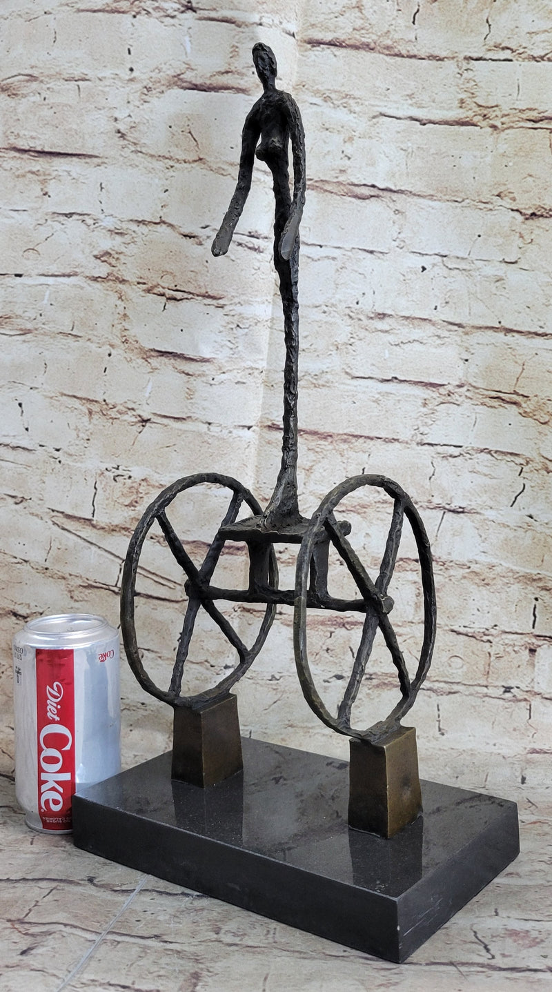 Le Chariot by Alberto Giacometti - Surrealist Bronze Sculpture on Marble Base