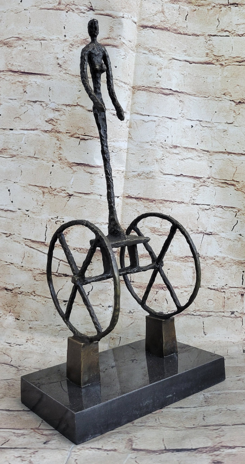 Le Chariot by Alberto Giacometti - Surrealist Bronze Sculpture on Marble Base