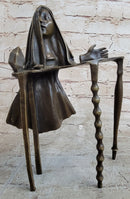 Disembodied Head Floating Over Table - Scary Surrealist Bronze Sculpture by Dali