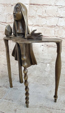 Disembodied Head Floating Over Table - Scary Surrealist Bronze Sculpture by Dali