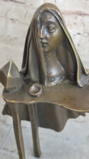 Disembodied Head Floating Over Table - Scary Surrealist Bronze Sculpture by Dali
