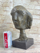 Head of a Woman by Alberto Giacometti Bronze Sculpture Statue on Marble Base