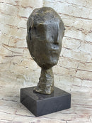 Head of a Woman by Alberto Giacometti Bronze Sculpture Statue on Marble Base