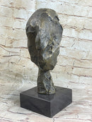Head of a Woman by Alberto Giacometti Bronze Sculpture Statue on Marble Base