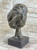 Head of a Woman by Alberto Giacometti Bronze Sculpture Statue on Marble Base