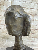 Head of a Woman by Alberto Giacometti Bronze Sculpture Statue on Marble Base