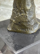 Head of a Woman by Alberto Giacometti Bronze Sculpture Statue on Marble Base