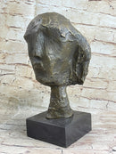 Head of a Woman by Alberto Giacometti Bronze Sculpture Statue on Marble Base