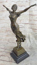 Free as Bird by D.H Chiparus Elegant Woman Genuine Solid Bronze Sculpture Decor