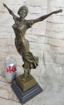 Free as Bird by D.H Chiparus Elegant Woman Genuine Solid Bronze Sculpture Decor