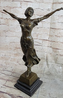 Free as Bird by D.H Chiparus Elegant Woman Genuine Solid Bronze Sculpture Decor