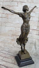 Free as Bird by D.H Chiparus Elegant Woman Genuine Solid Bronze Sculpture Decor