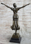 Free as Bird by D.H Chiparus Elegant Woman Genuine Solid Bronze Sculpture Decor