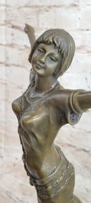 Free as Bird by D.H Chiparus Elegant Woman Genuine Solid Bronze Sculpture Decor