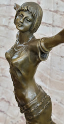 Free as Bird by D.H Chiparus Elegant Woman Genuine Solid Bronze Sculpture Decor