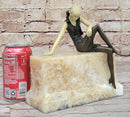 Art Deco Fashion Model Flapper Girl Bronze Figurine Statue Sculpture Marble Base