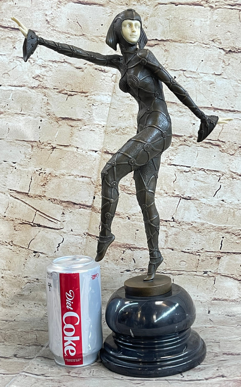 Chiparus Art Deco Hot Cast Bronze Russian Dancer Sculpture w/ Resin Hands & Face