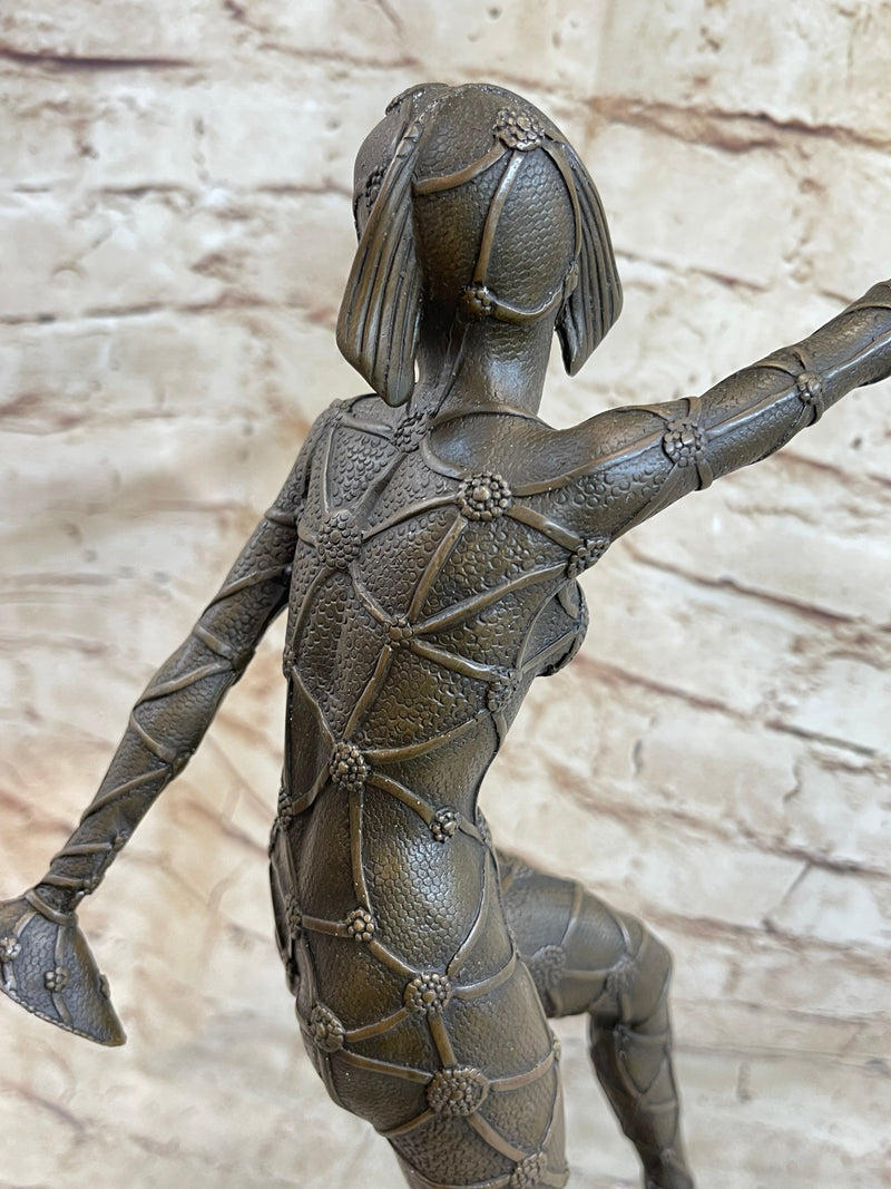 Chiparus Art Deco Hot Cast Bronze Russian Dancer Sculpture w/ Resin Hands & Face
