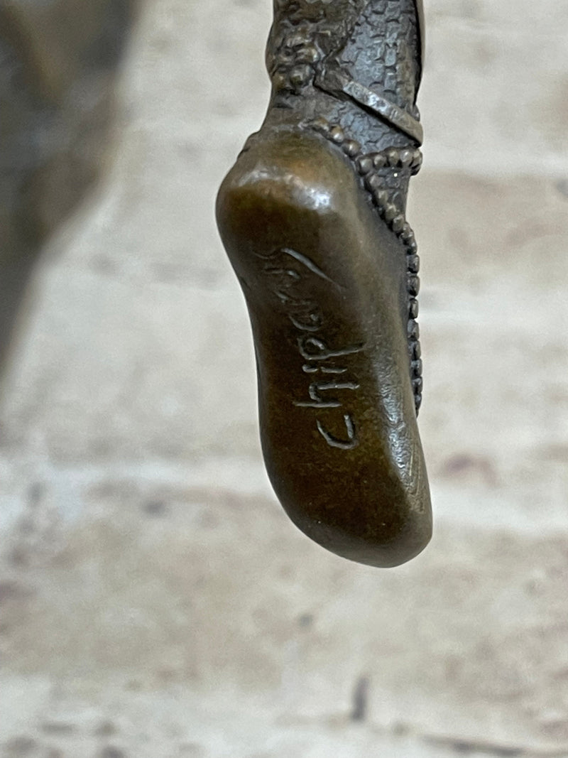 Chiparus Art Deco Hot Cast Bronze Russian Dancer Sculpture w/ Resin Hands & Face