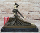 Demetre Chiparus Art Deco Bronze Dancer Girl Graceful Pose on Marble Base