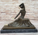 Demetre Chiparus Art Deco Bronze Dancer Girl Graceful Pose on Marble Base