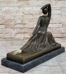 Demetre Chiparus Art Deco Bronze Dancer Girl Graceful Pose on Marble Base