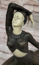 Demetre Chiparus Art Deco Bronze Dancer Girl Graceful Pose on Marble Base