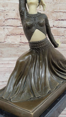 Demetre Chiparus Art Deco Bronze Dancer Girl Graceful Pose on Marble Base