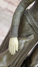 Chiparus Art Deco Bronze Sculpture of Girl with Pair of Afghan Dogs