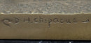 Chiparus Art Deco Bronze Sculpture of Girl with Pair of Afghan Dogs