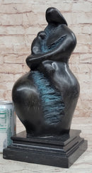 Hand Made Mother and Child in Green Patina by Botero Bronze Sculpture Statue