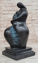 Hand Made Mother and Child in Green Patina by Botero Bronze Sculpture Statue