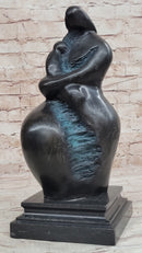Hand Made Mother and Child in Green Patina by Botero Bronze Sculpture Statue